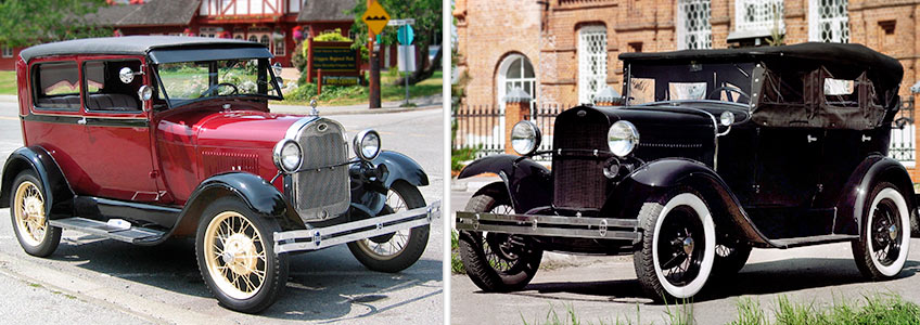Ford Model A 1928 года (слева) и ГАЗ-А с электроприводом 1935 года (справа)