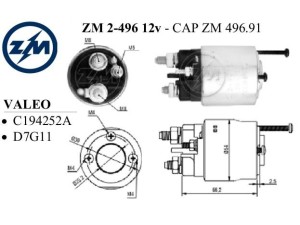 ZM2496 (ZM) Втягивающее реле стартераRenault Laguna I 93-00 Renault Laguna II 00-07 Renault Master II 97-10