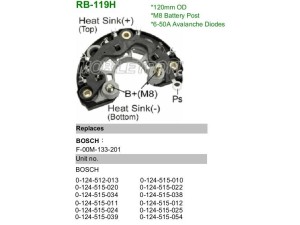 RB-119H (MOBILETRON) Диодный мост генератора