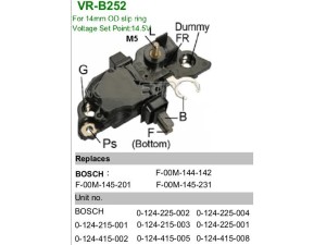 VR-B252 (MOBILETRON) Реле регулятор генератораFiat Ducato 94-02 Mercedes-Benz A-Class W168 97-04 Opel Combo C 01-11