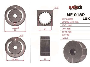 ME018ROTORP (MSG) Ротор, статор і пластини насоса ГУРVW LT28-55 96-06 Mercedes-Benz Sprinter 906 06-18 BMW 3 E46 99-05