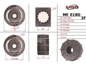 ME018ROTORD (MSG) Ротор, статор і пластини насоса ГУРAudi A6 04-11 Mercedes-Benz Viano W639 03-14 BMW 5 E60-61 03-10