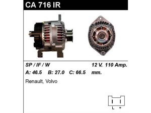 CA716IR (MSG Rebuilding) ГенераторRenault 19 88-00 Renault Clio I 90-98 Volvo 480 86-95