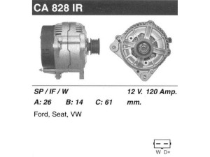 CA828IR (MSG Rebuilding) ГенераторVW Transporter T4 90-03 Audi A3 96-03 Ford Galaxy 94-06