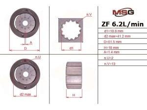 VW001ROTOR1 (MSG) Ротор, статор і пластини насоса ГУРAudi A6 04-11 Renault Master II 97-10 VW LT28-55 96-06