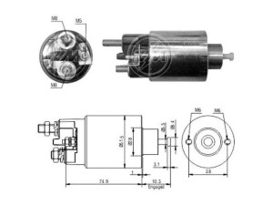 ZM993 (ZM) Втягувальне реле стартераFiat Ducato 02-06 Peugeot 308 (T7) 07-19 Mitsubishi Outlander XL 07-12