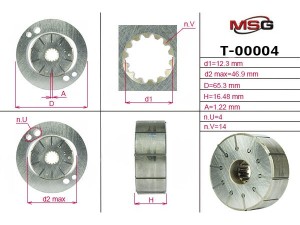 T-00004 (EMMETEC) Ротор, статор и пластины насоса ГУРRenault Espace 97-02 Renault Laguna II 00-07 Volvo S40 95-04