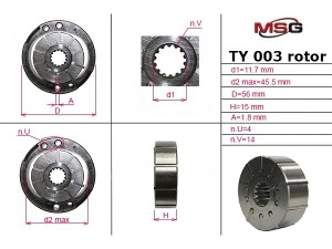 TY003ROTOR (MSG) Ротор, статор і пластини насоса ГПКToyota Land Cruiser Prado 120 03-09 Renault Kangoo 97-07 Nissan Kubistar 03-08