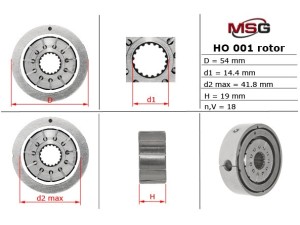 HO001ROTOR (MSG) Ротор, статор і пластини насоса ГУРHonda CR-V 07-12 Honda CR-V 01-07 Honda Accord CL/CM 03-08