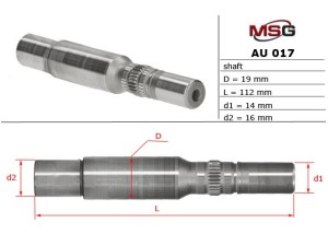 AU017SHAFT (MSG) Вал насоса ГУРAudi A6 04-11 Renault Master III 10- VW Touareg 02-10