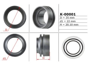 K-00001 (EMMETEC) Поршень штока рулевой рейки 22,00/35,00/20,10Ford Fusion 02-12 Ford Fiesta 02-09 Mazda 2 03-07