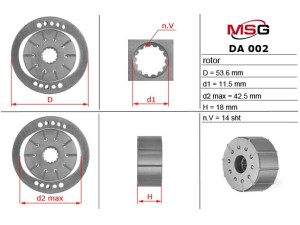 DA002ROTOR (MSG) Ротор, статор і пластини насоса ГПКRenault Clio II 98-05 Ford Galaxy 94-06 VW Golf IV 97-03