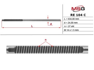 RE104C (MSG) Шток рулевой рейки без ГУРRenault Kangoo 97-07 Renault Megane II 03-09 Mercedes-Benz Citan 12-21