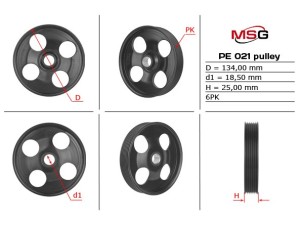 PE021PUL (MSG) Шкив насоса ГУРPeugeot 206 98-12 Peugeot Partner 96-08 Citroen Berlingo 96-08