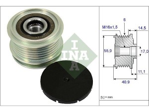 535001210 (INA) Шків демпферний генератораVW Caddy III 04-15 Audi A4 04-08 SEAT Altea 04-09