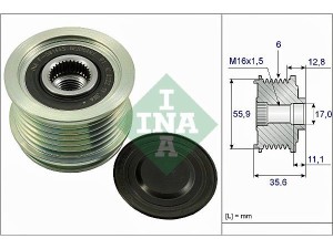 535004110 (INA) Шків демпферний генератораVW Golf VI 09-14 Audi A4 04-08 Skoda Octavia A5 04-13