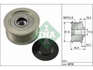 535011510 (INA) Шків демпферний генератораFiat Doblo 00-09 Opel Vectra C 02-08 Suzuki SX-4 06-14