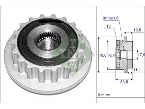 535011810 (INA) Шків демпферний генератораVW Phaeton 02-16 VW Touareg 02-10 VW Transporter T5 03-15