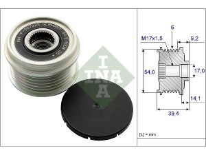 535015110 (INA) Шків демпферний генератораRenault Megane IV 16- Fiat Doblo 00-09 Peugeot Bipper 08-17