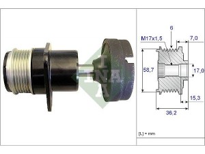 535015710 (INA) Шків демпферний генератораFord Galaxy 06-15 Ford Connect 02-13 Ford Focus II 04-11