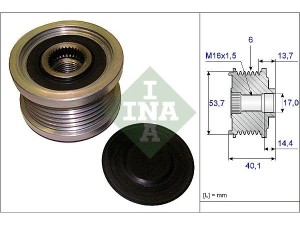 535020210 (INA) Шків демпферний генератораBMW X5 E53 00-07 BMW 5 E60-61 03-10 Chevrolet Cruze 09-17