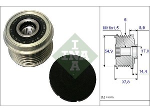 535021710 (INA) Шкив демпферный генератораHyundai Sonata YF 09-14 VW Jetta VI 10-18 Kia Optima 10-16