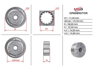 OP006ROTOR (MSG) Ротор, статор і пластини насоса ГПКRenault Master II 97-10 Nissan Interstar 01-10 Citroen C5 01-08