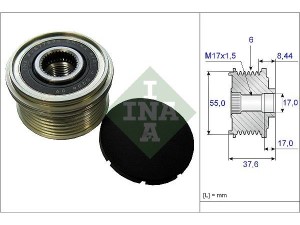 535024610 (INA) Шків демпферний генератораPeugeot 4007 07-12 Nissan Micra 10-17 Mitsubishi Lancer X 07-