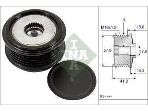 535024810 (INA) Шків демпферний генератораHyundai i-30 12-17 Hyundai Elantra MD 11-16 Kia Soul 08-13