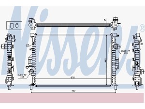 65615A (NISSENS) Радіатор основнийFord Focus III 11-18 Volvo V70 07-16 Land Rover Freelander 06-14