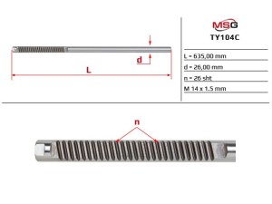 TY104C (MSG) Шток рульової рейки без ГПКToyota Auris E150 06-12 Toyota Corolla 07-13 Lexus CT 200h 10-22