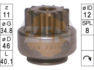 ZN1770 (ZEN) Бендикс стартераHyundai Tucson (IX35) 09-16 Hyundai Santa Fe 06-12 Kia Sorento 09-15