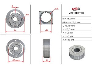 MT016ROTOR (MSG) Ротор, статор і пластини насоса ГПКPeugeot 4007 07-12 Mitsubishi Lancer IX 03-11 Citroen C-Crosser 07-12