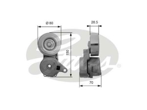 T38413 (GATES) Натягувач ременяMitsubishi Grandis 03-11 Mitsubishi Outlander 02-07 Mitsubishi Lancer IX 03-11