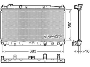 DRM40035 (DENSO) Радіатор основнийHonda Jazz 01-08 Honda Fit 07-14 Honda Jazz 08-15