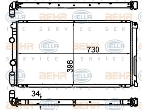 8MK 376 708-451 (HELLA) Радіатор основнийRenault Master II 97-10 Nissan Interstar 01-10 Opel Movano A 98-10