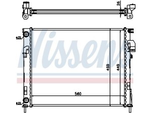 63025A (NISSENS) Радіатор основнийRenault Trafic 00-14 Nissan Primastar 02-14 Opel Vivaro 01-14