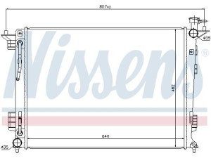 67514 (NISSENS) Радиатор основнойHyundai Tucson (IX35) 09-16 Hyundai IX35 13-15 Kia Sportage 10-15