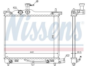 67547 (NISSENS) Радіатор основний під акппHyundai i-10 19- Hyundai i-10 13-19 Hyundai i-10 07-13