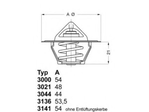 3021.88D50 (WAHLER) Термостат з прокладкоюFord Transit 86-00