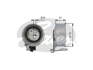 T43135 (GATES) Ролик ГРМ натяжнийHyundai Elantra HD 06-11 Hyundai i-30 07-12 Kia Cerato 04-08