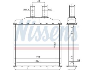 76509 (NISSENS) Радиатор печкиChevrolet Nubira 05-11 Chevrolet Lacetti 04-13 Daewoo Nubira 03-05