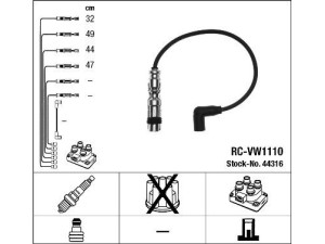 RC-VW1110 (NGK) Провід високої напруги комплектVW Golf VI 09-14 Audi A3 03-12 Skoda Octavia A5 04-13