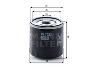 W7032 (MANN-FILTER) Фільтр маслянийRenault Megane III 09-16 Mercedes-Benz A-Class W176 12-18 Nissan Juke 10-19