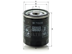 W713/28 (MANN-FILTER) Фільтр маслянийLand Rover Discovery I 89-98 Land Rover Freelander 96-06 Rover 75 99-05