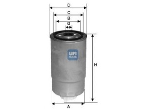 24.H2O.07 (UFI) Фильтр топливныйFiat Multipla 03-10 Fiat Punto 03-10 Kia Sorento 02-09