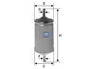 31.501.00 (UFI) Фільтр паливнийSEAT Toledo I 91-99 VW Caddy II 95-04 Fiat Fiorino 88-00