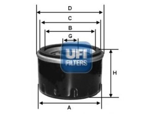 23.519.00 (UFI) Фільтр маслянийJeep Compass 06-16 Dodge Caliber 06-12 Alfa Romeo Giulia 16-