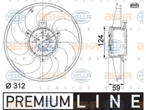 8EW351041-261 (HELLA) Вентилятор основного радиатора D312Mercedes-Benz Vito W639 03-14