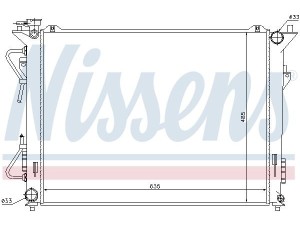 67507 (NISSENS) Радіатор основнийHyundai Sonata NF 04-09 Hyundai Sonata YF 09-14 Kia Magentis 05-10